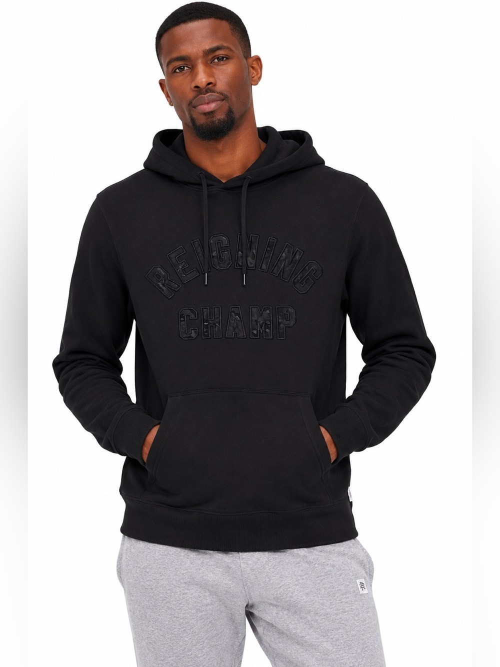 Reigning Champ Black Night Hoodie L Made in Canada Camo Logo Limited Edition